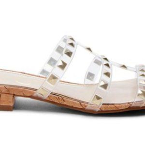 Jessica Simpson Caira Studded Slide Sandals Clear / Cork Women's 7